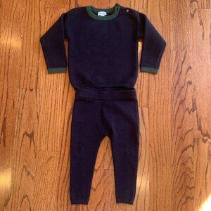 Splendid Weekender Matching Sweater Pants Set | Navy Blue/Green | 12-18 months
